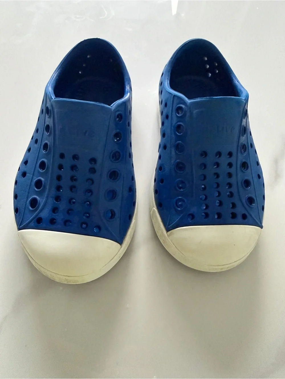 Native Kids Water Shoe Slip-On in Blue with White Toe -C5